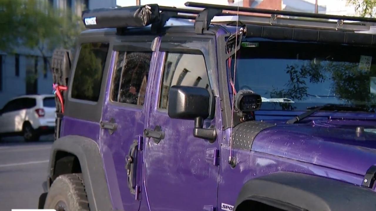 The Jeep where the 37-year-old tourist was stabbed. Picture: 9 NEWS