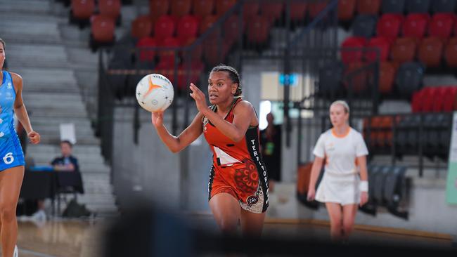 The NT’s Keira Heffernan charges forward in the 2023 National Netball Championships. Picture: Pema Tamang Pakhrin