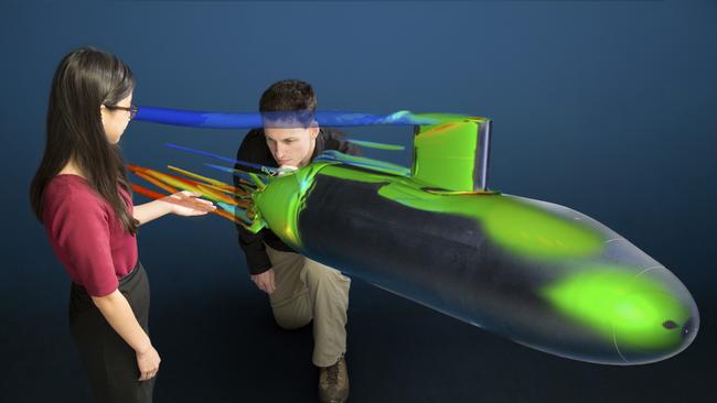 Defence research: modelling the fluid flow dynamics of a submarine.