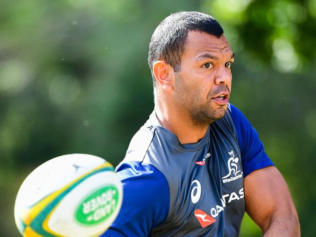 Kurtley Beale, pictured at Wallabies camp in Brisbane, is one of five fullback options for Michael Cheika. Picture: Stuart Walmsley/Rugby Australia