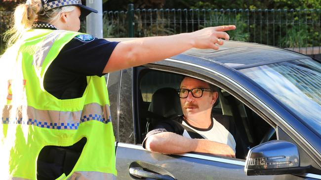 A NSW driver is turned around and forced to return to NSW after being stopped by Queensland Police for not having a Border Entry Pass and a good reason to be entering Queensland. Picture: Scott Powick