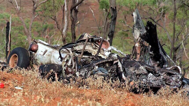 12/06/1996. Remains of two Australian army Blackhawk (Black Hawk) helicopters which collided over Herveys Range, Townsville during SAS (Special Air Service) night anti-terrorist exercise. 18 commandos were killed and 10 injured. Australian Armed Forces / Army / Helicopters / Accidents.