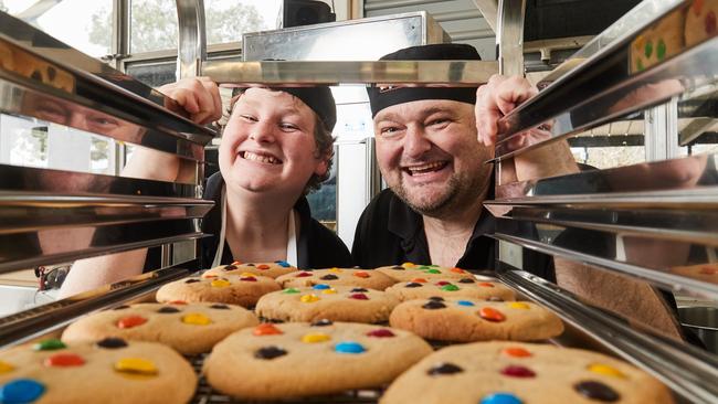 Daniel-Jack started baking and selling cookies with his dad, Daniel Forrester, at just 12 years of age. Pictured in 2019. Picture: Matt Loxton