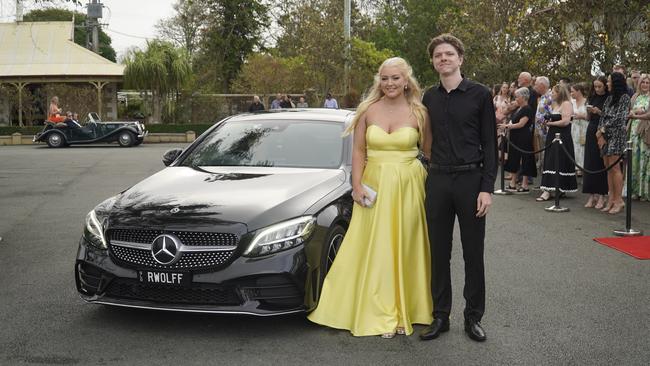 Students arriving in style for the 2024 Glasshouse Christian College formal at Flaxton Gardens.