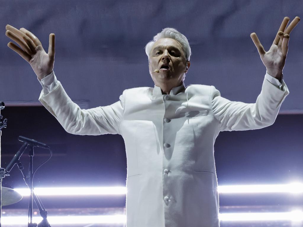 David Byrne performs onstage during the Oscars. Picture: Getty Images