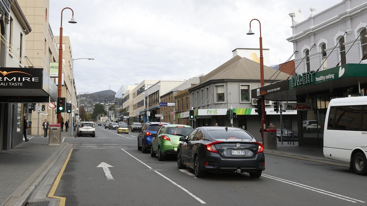 Proposed bike lanes to be installed in Collins Street Hobart. Picture: Nikki Davis-Jones