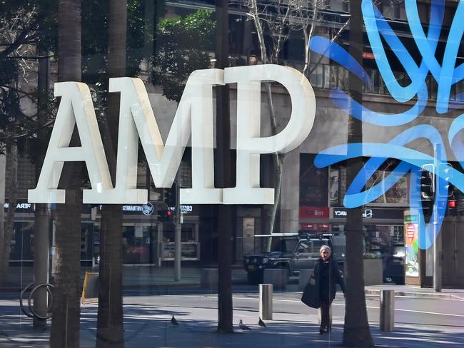 SYDNEY, AUSTRALIA - NewsWire Photos AUGUST 24, 2020: An AMP logo is reflected in a window in Sydney. Picture: NCA NewsWire / Steven Saphore