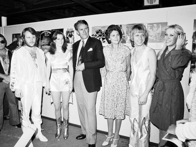 In 1977, ABBA pictured in Melbourne with then-Australian Prime Minister Malcolm Fraser and his wife Tamie backstage.