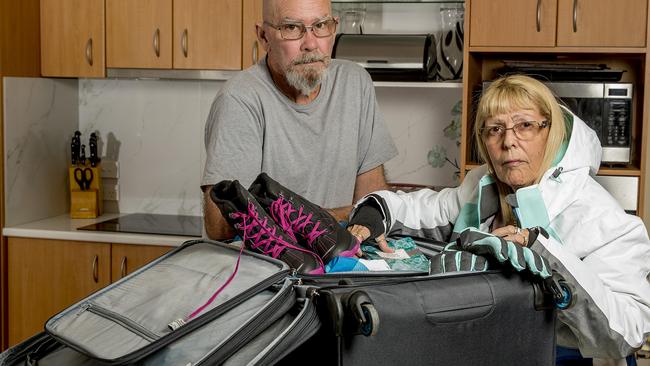 Gold Coast pensioner Sharon Street is urging Air Canada to 'do the right thing' and refund $3500 for flights to Canada cancelled in the wake of COVID-19. Sharon Street with her partner Warren Street. Picture: Jerad Williams