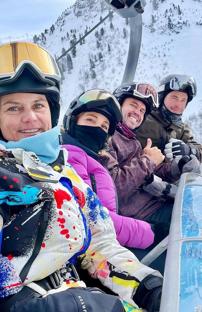 April Munro, Elsa Pataky, Luke Munro and Chris Hemsworth at Courchevel, France in January 2023. Source: Instagram