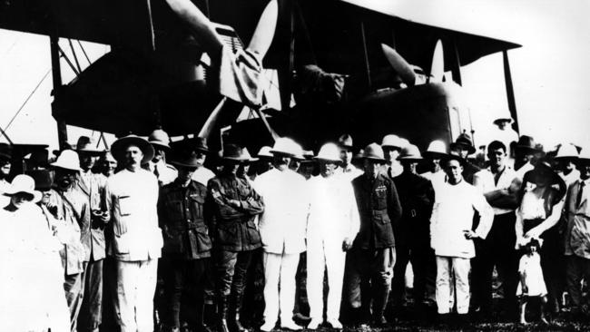 The Vickers Vimy just after landing at Darwin on December 10, 1919. Picture courtesy of Qantas.