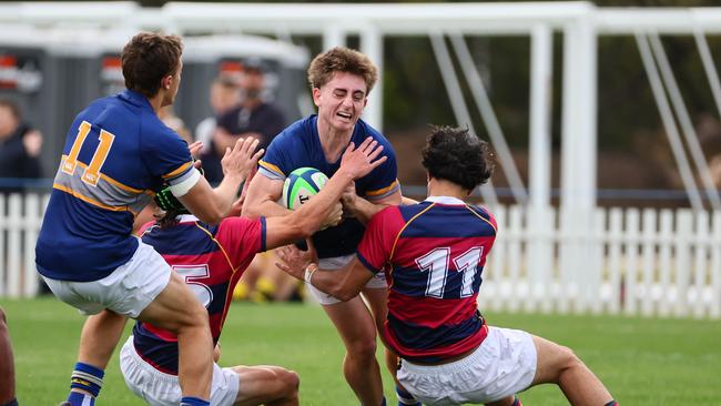 Action from the GPS rugby round 1 match between Churchie and Brisbane State High - Charlie Johnstone. Picture: Tertius Pickard