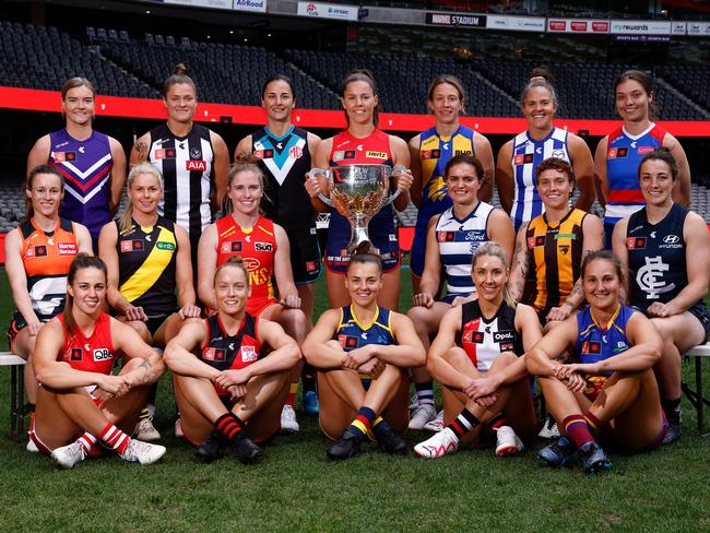 The 2023 AFLW team captains. Picture: Michael Willson/AFL Photos via Getty Images