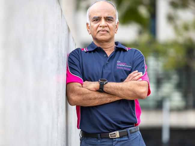 Dr SV Soundappan, head of the trauma unit at Westmead Children’s Hospital, says nearly two-thirds of children involved in crashes were not wearing helmets. Picture: Thomas Lisson