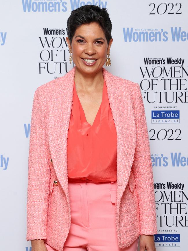 Fellow Studio 10 host Narelda Jacobs opted for pink over blue. Picture: Brendon Thorne /Getty Images