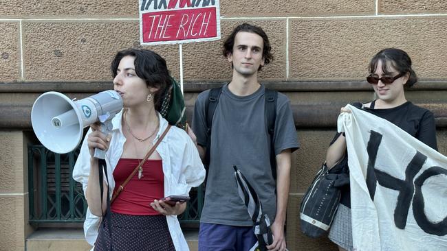 Greens candidate for Summer Hill Izabella Antoniou spoke to the crowd. Picture: Eli Green / NCA Newswire