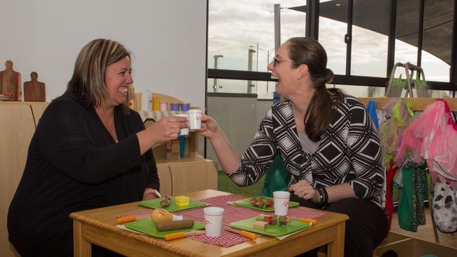 Service manager Melinda Mastorakos and business operations manager Monica Thomas at the new Kids House in Cheltenham, opening in May this year. Picture: Supplied