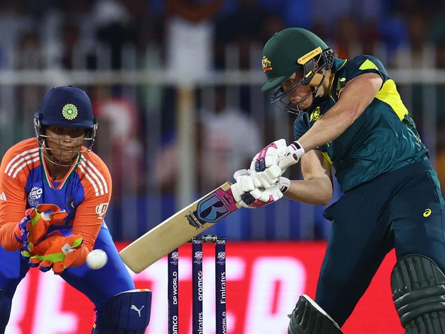 SHARJAH, UNITED ARAB EMIRATES - OCTOBER 13: Grace Harris of Australia bats during the ICC Women's T20 World Cup 2024 match between India and Australia at Sharjah Cricket Stadium on October 13, 2024 in Sharjah, United Arab Emirates.  (Photo by Francois Nel/Getty Images)