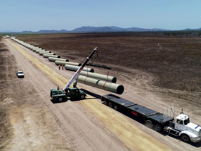 Pipes that will be used in the Haughton pipeline duplication project