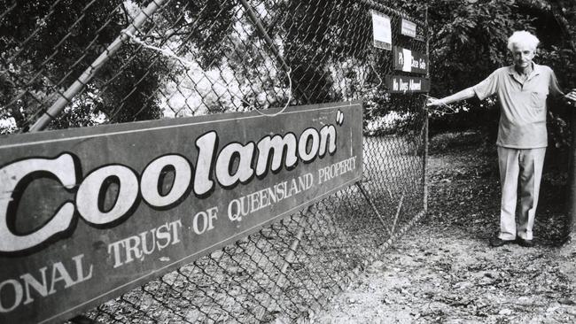 Conservationist Alex Griffiths at the gates of Coolamon, part of the Currumbin Wildlife Sanctuary.