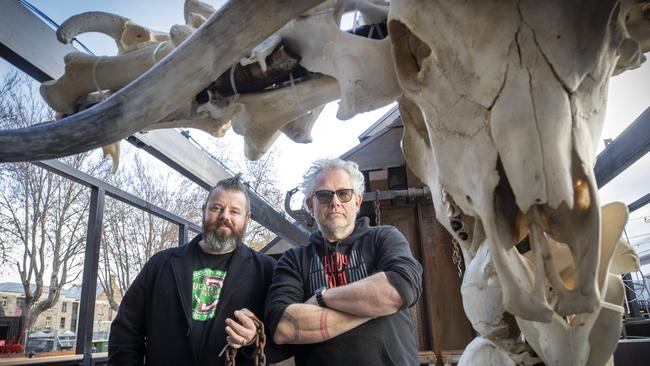 City of Hobart Winter Feast, Vaughan Mabee of Amisfield restaurant (New Zealand) and Vince Trim of Heavy Metal Kitchen. Picture: Chris Kidd