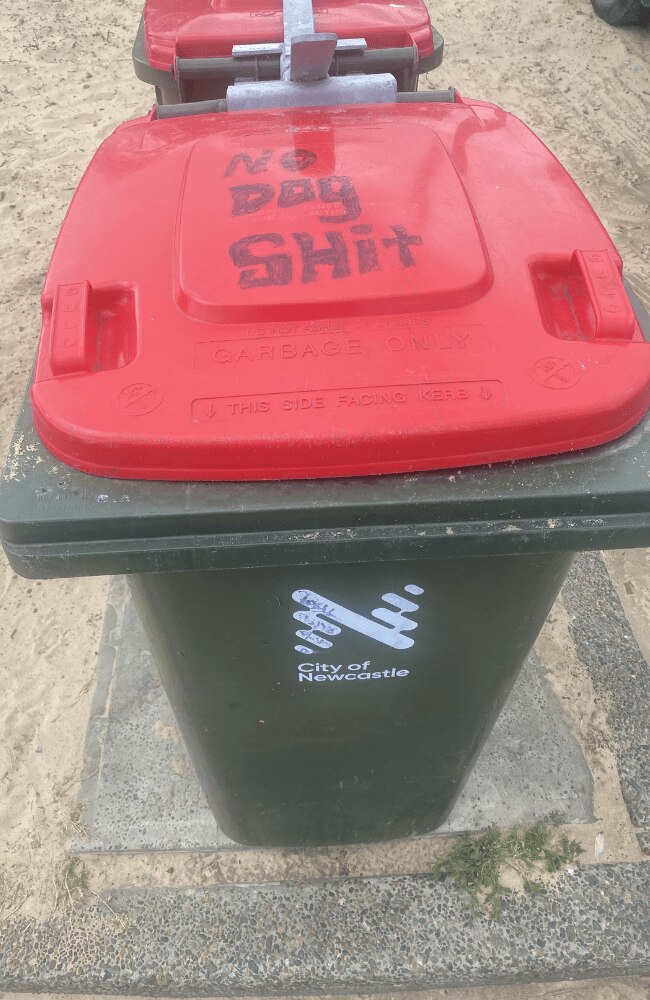 The Newcastle resident wasn't pleased with the message on the bin. Picture: Reddit