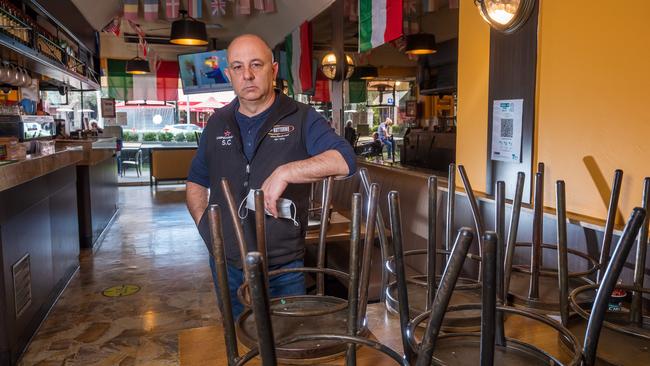 Cafe Notturno owner Salvatore Cultrera said the pandemic had destroyed Lygon St. Picture Jay Town