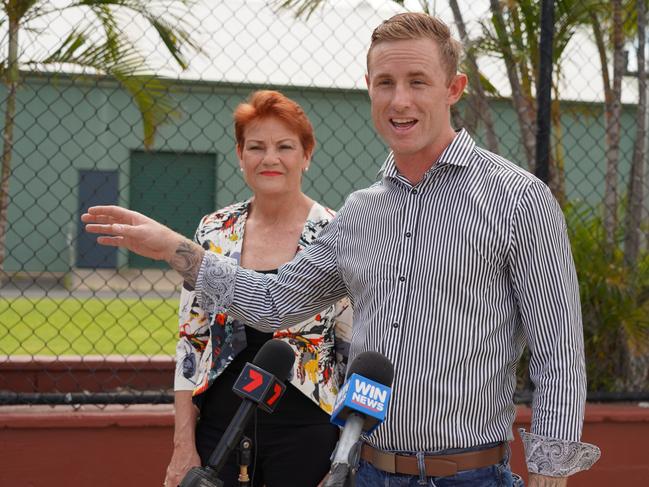 One Nation leader Pauline Hanson arrived in style to Rockhampton's pre-polling station in 2020 in a semi-trailer emblazoned with One Nation's Rockhampton candidate Torin O'Brien's face along with the words "Gracemere needs a high school".