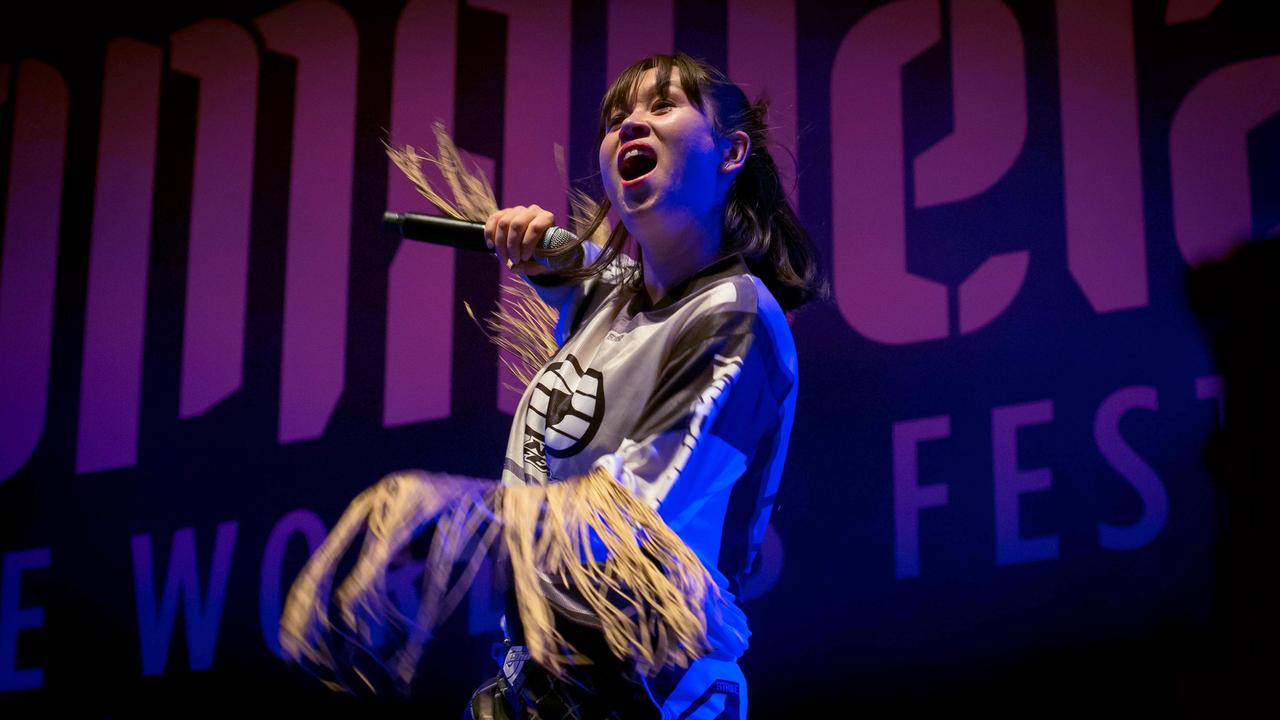 Australian alternative dance electronic music group Haiku Hands performing at WOMADelaide 2022. Picture: Rob Sferco