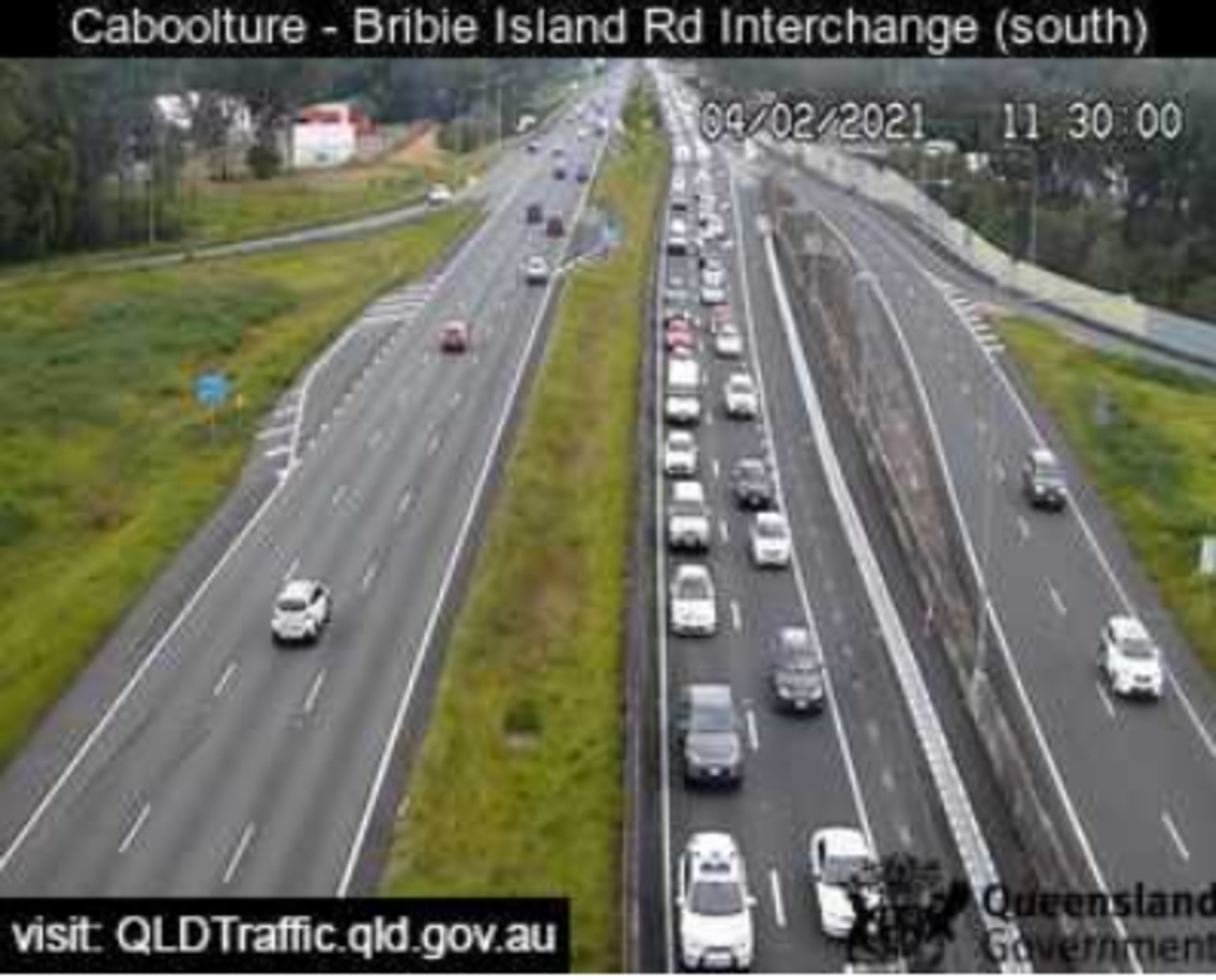 Traffic crawls on the Bruce Highway at Caboolture.