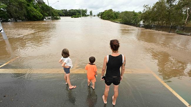 Flood waters close Morayfield Rd in Caboolture after flooding rains fell in the area pic: Lyndon Mechielsen/Courier Mail