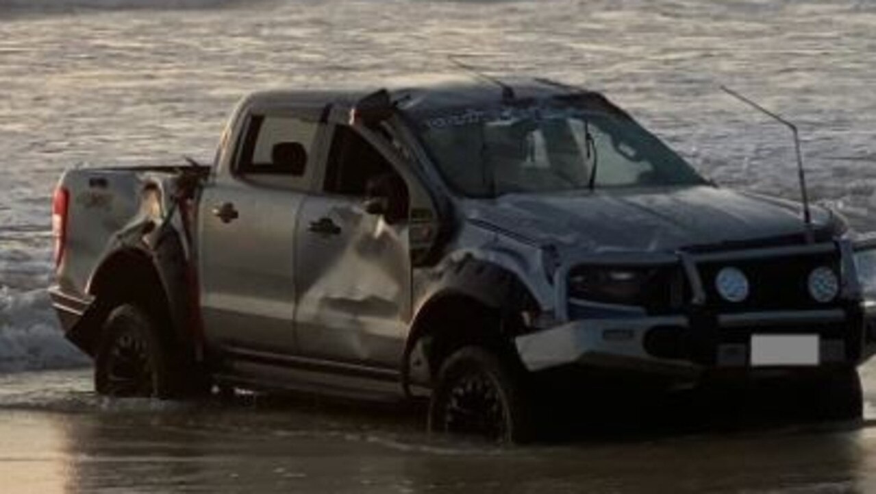 Four teenagers were seriously injured after the ute they were travelling in rolled at Teewah Beach on January 4, 2023. Photo: Queensland Police