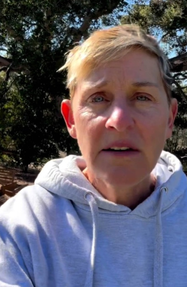 Ellen addressed fans in a video about her pain over tWitch's death. Picture: Instagram.