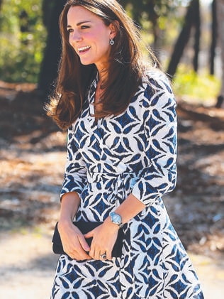 The Duchess of Cambridge wears a Diane Von Furstenberg wrap dress at the Winmalee Guide Hall in the Blue Mountains. Picture: Getty Images