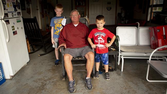 David McCoy at home with his grandsons David and Jacob. Picture: Arden Barnes