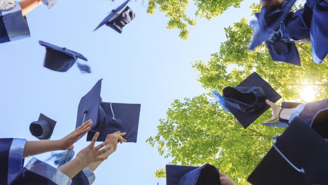 Throwing graduation hats