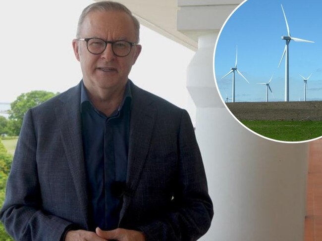 Anthony Albanese and wind turbines