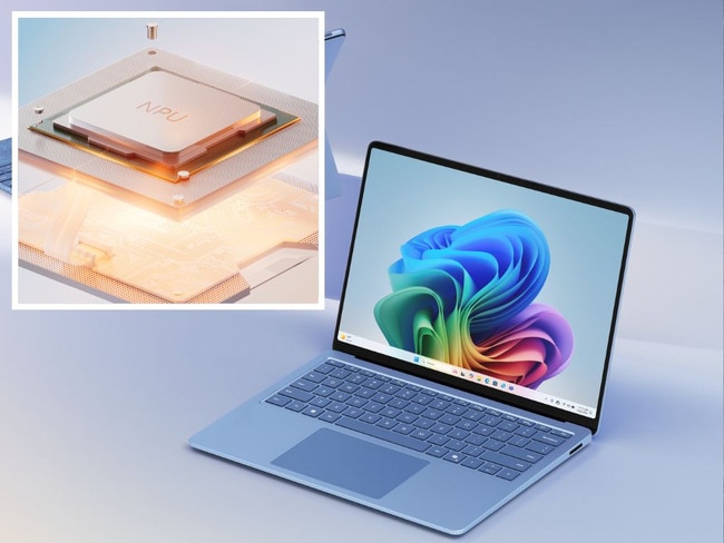 Copilot+ PCs has launched in Australia (inset is an image of the new NPU). Picture: Supplied
