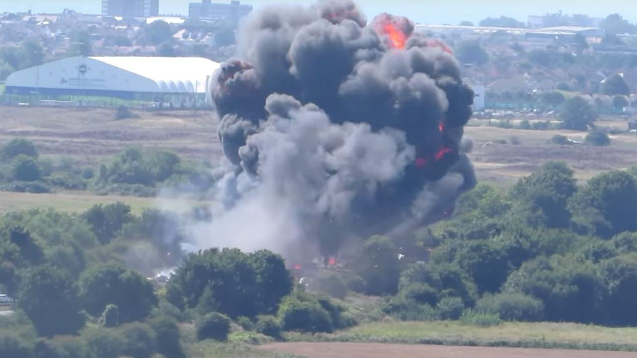 The huge explosion caused by the crash. Picture: Dan Tube/YouTube 