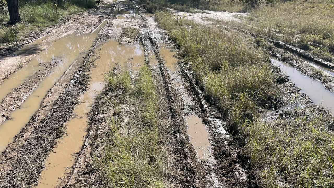 The unformed part of Richards Road after recent rainfall.