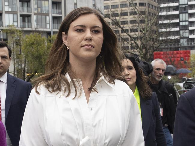 CANBERRA, AUSTRALIA NewsWire Photos OCTOBER 07, 2022:Brittany Higgins walked to court for day four of the trial.Bruce Lehrmann, the man accused of the sexual assault of former Liberal staffer Brittany Higgins at the Magistrates Court in Canberra.Picture: NCA NewsWire / Gary Ramage