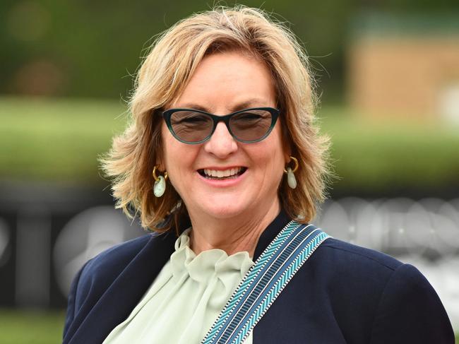 MORNINGTON, AUSTRALIA - APRIL 22: Trainer Cindy Alderson poses after Jigsaw won Race 7, the Neds Hareeba Stakes,  during Melbourne Racing at Mornington Racecourse on April 22, 2023 in Mornington, Australia. (Photo by Vince Caligiuri/Getty Images)