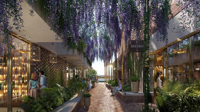 A concept image of the Arbour Laneway at The Lanes Retail Resort at Mermaid Waters.