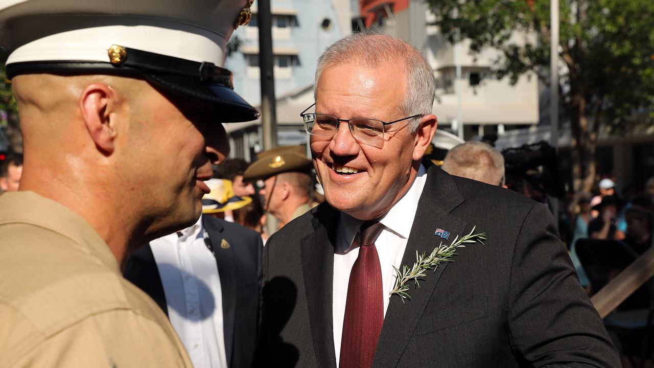 Scott Morrison in Darwin attending the Anzac Day Parade. Picture: Tim Hunter.