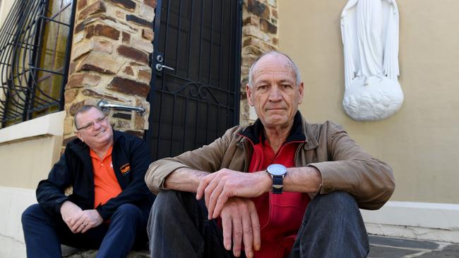 Hutt Street Centre chief executive Chris Burns with John, 72, who is a long term client on the Aged Care Living Program. Picture: Tricia Watkinson