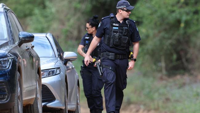 Police with a dog and SES conduct a search in Good Night Scrub National Park looking for the missing 17 year old Pheobe Bishop. Pics Adam Head