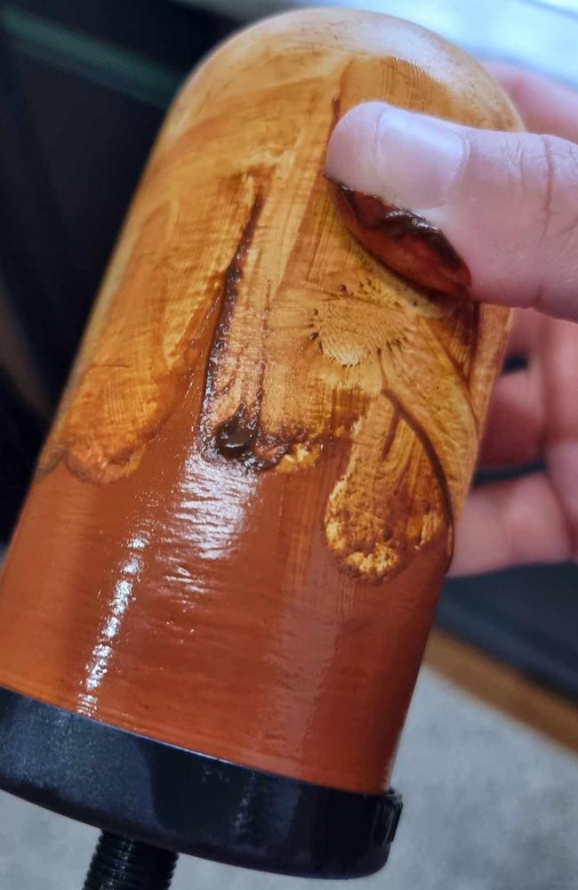 A water filter from a Kyogle tap water after only 6-8 weeks. Picture: Dominique Daley