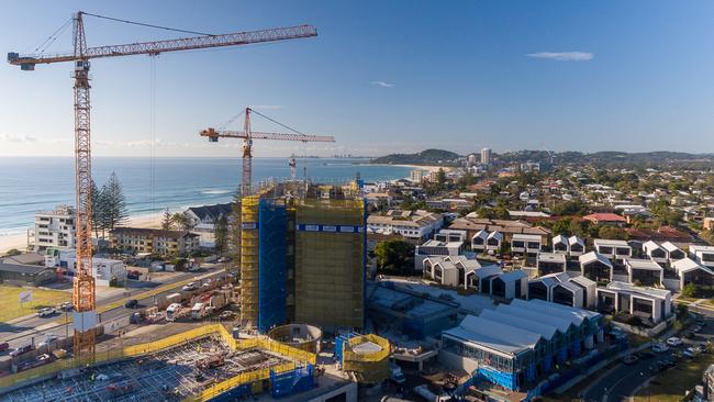 Drone images of Sunland's Palm Beach development Magnoli under construction.