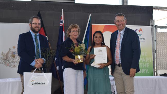 Roma resident Bernadette officially becomes an Australian citizen at the Maranoa Australia Day Awards 2023. Picture: Chloe Cufflin.