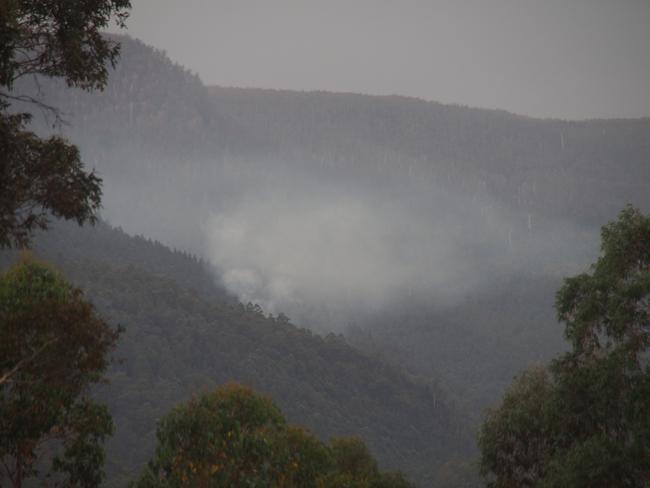 A small fire near Judbury that was sparked by a lightning strike. Picture: DAVID KILLICK